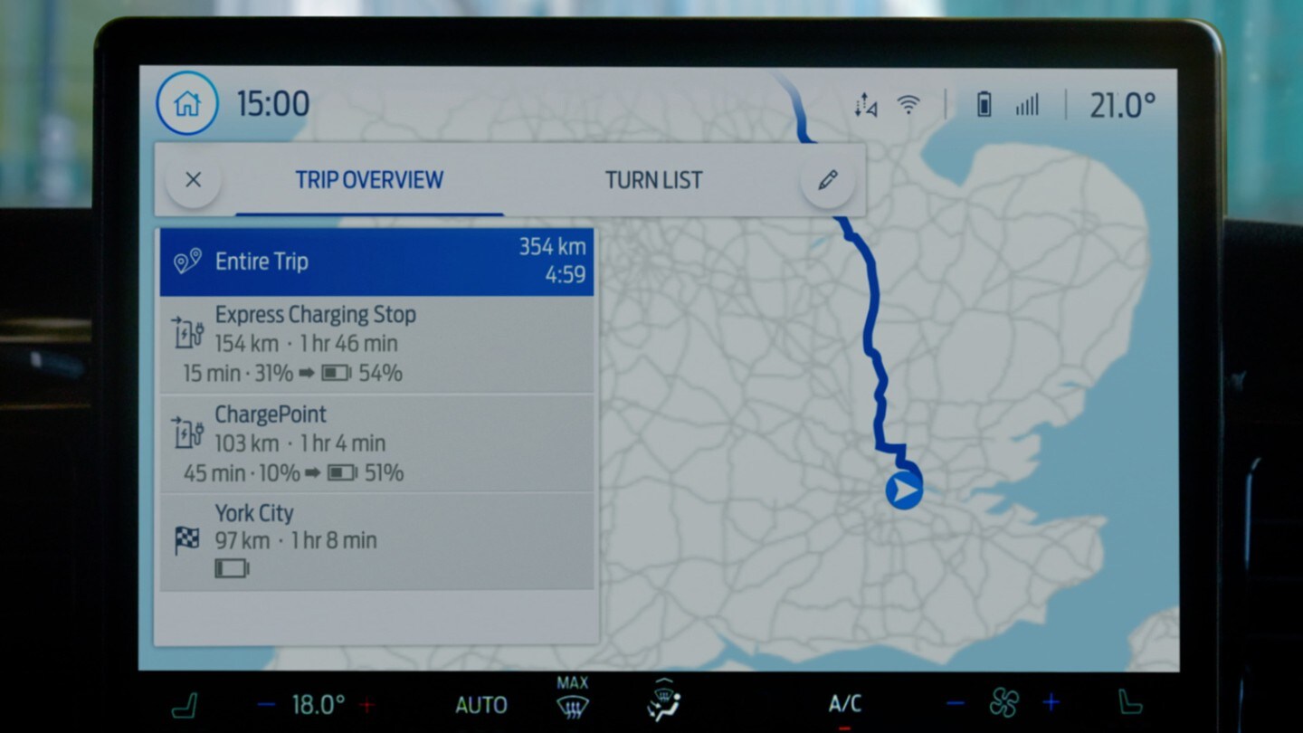 Ford Connected Navigation displayed on monitor screen